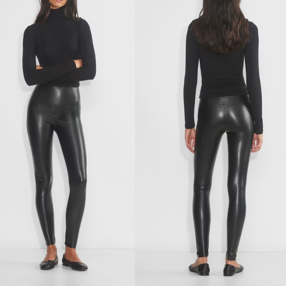 Aritzia Wilfred Free Daria Faux Leather Pants• Black Vegan Leather Leggings • S